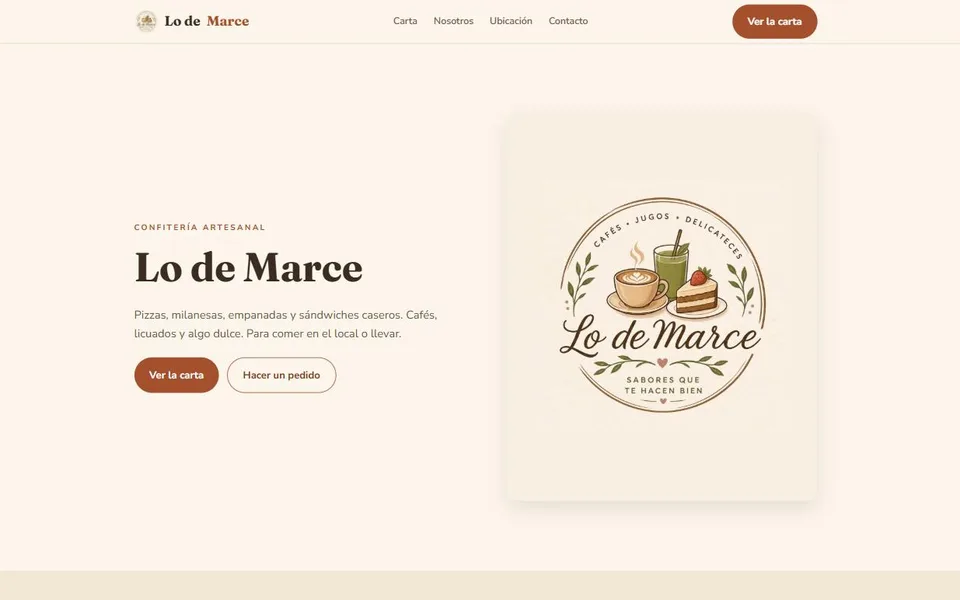 Captura del sitio web de Lo de Marce