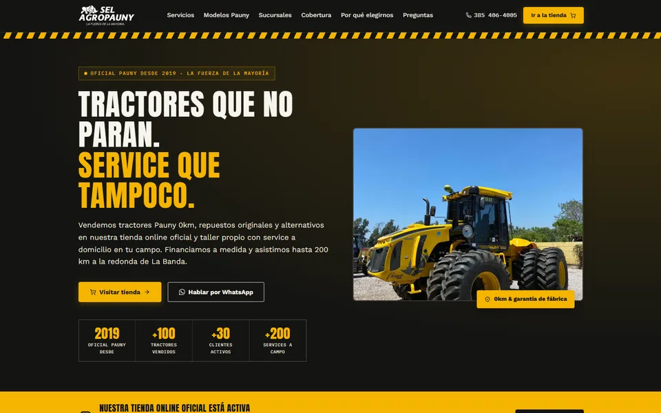 Captura del sitio web de Sel Agropauny