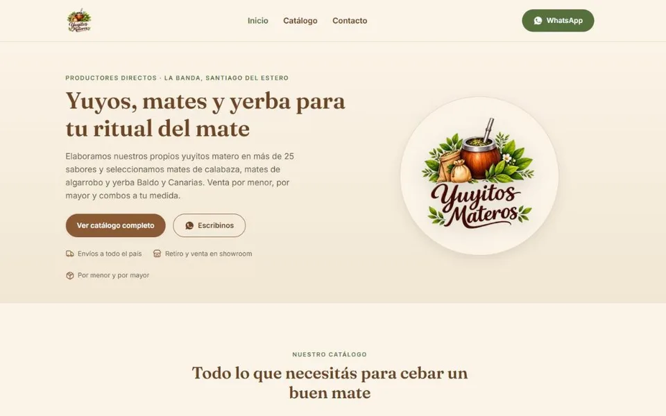 Captura del sitio web de Yuyitos Materos